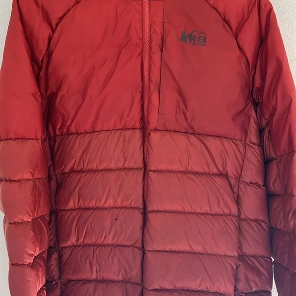 REI MENS 650 DOWN HI LOFT - HOODED - PERTEX QUANTUM WEATHERPROOF